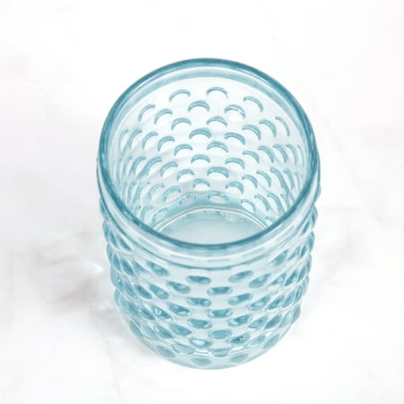 Creative Home Transparent Blue Dot Glass Tumbler Toothbrush Holder,